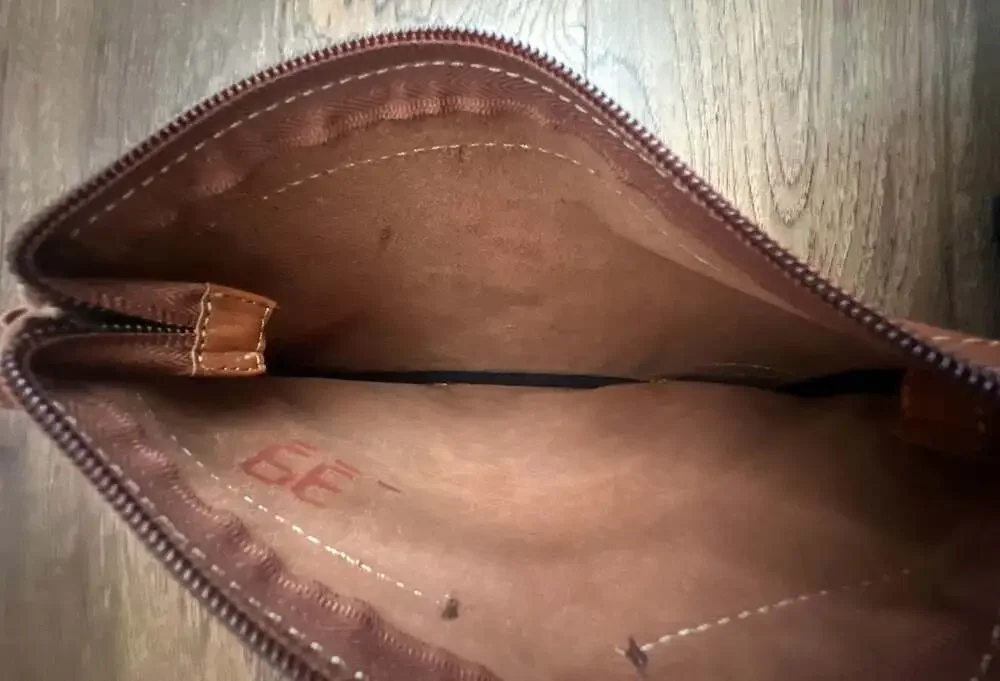 Born Chestnut Leather Zip-Close Wristlet Pouch